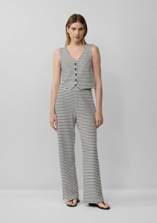 s.Oliver Strukturierte Wide-Leg-Hose im Relaxed Fit - creme