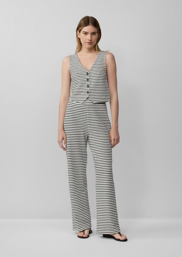 s.Oliver Strukturierte Wide-Leg-Hose im Relaxed Fit - creme