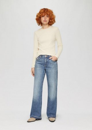 s.Oliver Jeans Catie / Slim Fit / High Rise / Wide Leg / offener Saum - blau