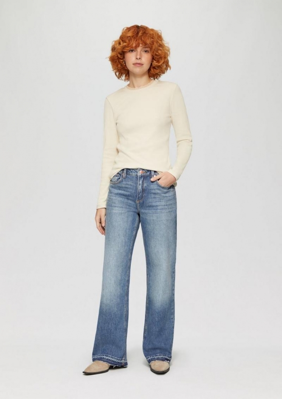 s.Oliver Jeans Catie / Slim Fit / High Rise / Wide Leg / offener Saum - blau
