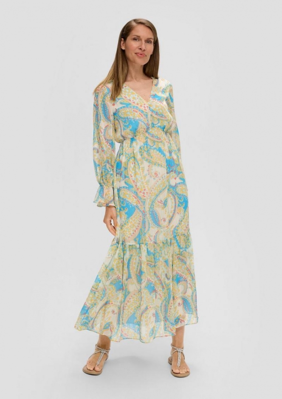 s.Oliver Chiffonkleid mit V-Ausschnitt - ecru