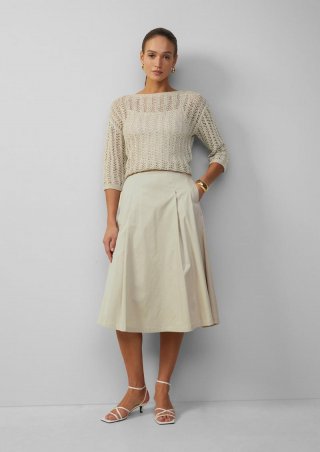 s.Oliver Poplin-Rock im Relaxed Fit mit Elastikbund - beige