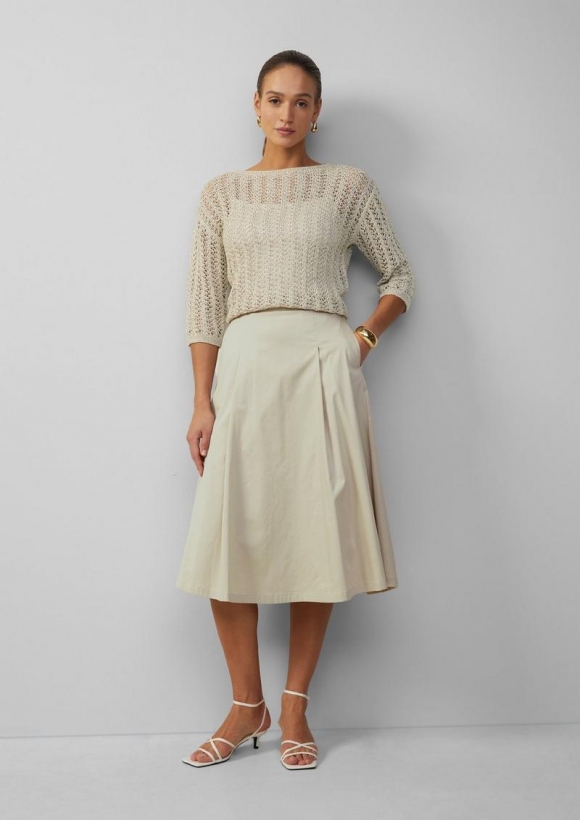 s.Oliver Poplin-Rock im Relaxed Fit mit Elastikbund - beige