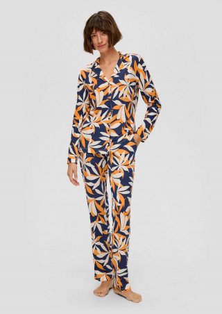 s.Oliver Gemustertes Pyjama-Set - blau