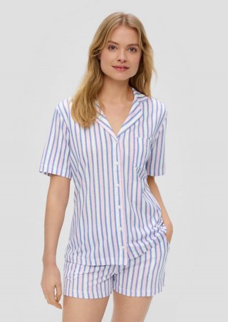 s.Oliver Kurzes Pyjama-Set mit All-over-Print - blau