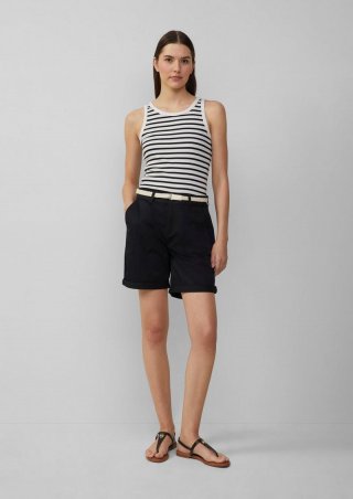 s.Oliver Shorts mit geflochtenem Gürtel und Garment Dye - schwarz