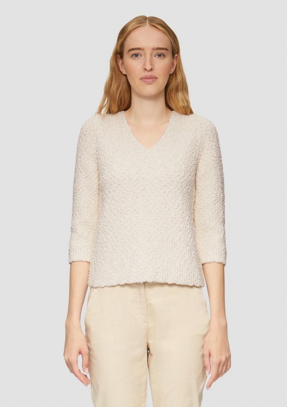 s.Oliver Pullover mit Glitzergarn und 3/4-Ärmeln - ecru