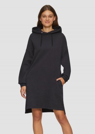 s.Oliver Sweatshirtkleid mit Kapuze und Eingrifftaschen - schwarz