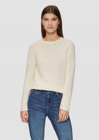 s.Oliver Melierter Strickpullover mit Raglanärmeln - creme
