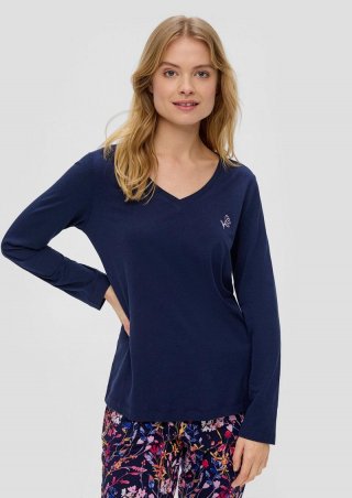 s.Oliver Loungewear Sweatshirt mit Stickerei-Detail - navy