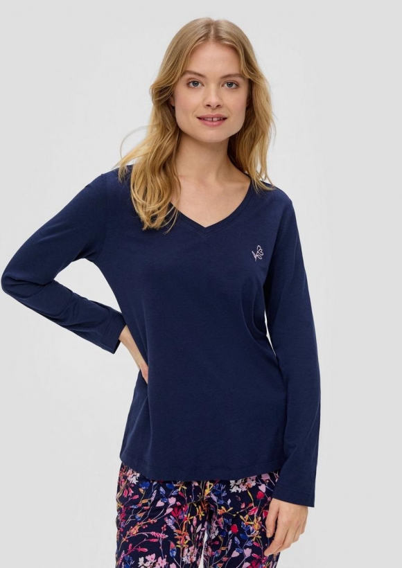 s.Oliver Loungewear Sweatshirt mit Stickerei-Detail - navy