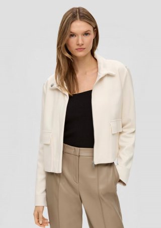 s.Oliver Jersey-Jacke mit Stehkragen - creme
