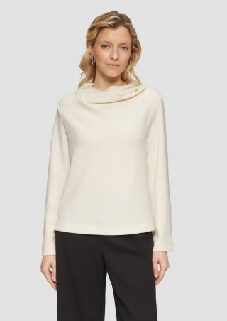s.Oliver Fließendes Langarmshirt mit Wasserfall-Kragen - creme