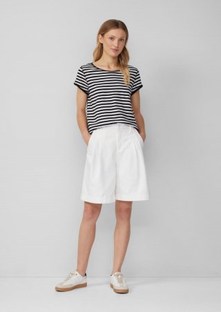 s.Oliver Denim-Bermuda mit Bundfalten - weiß