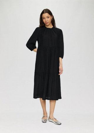 s.Oliver Strukturiertes Midikleid aus Viskosemix - schwarz