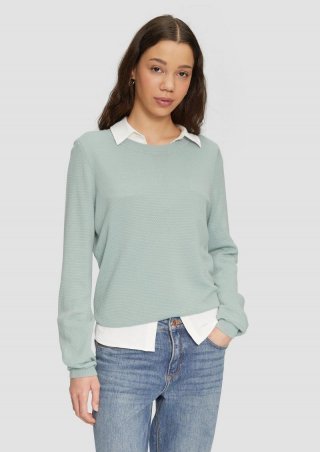 s.Oliver Strickpullover mit Struktur aus Viskosemix - salbeigrün