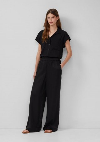 s.Oliver Twillhose mit Eingrifftaschen und Wide Leg - schwarz