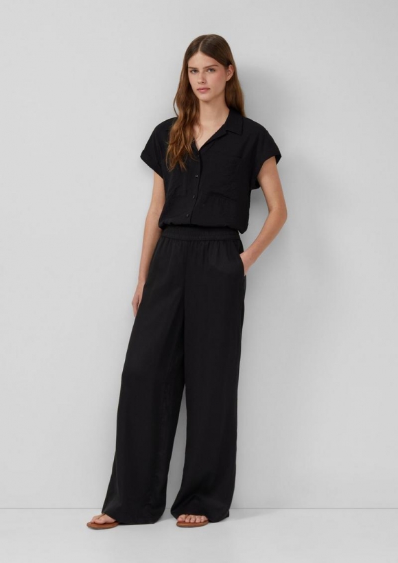 s.Oliver Twillhose mit Eingrifftaschen und Wide Leg - schwarz