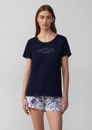 s.Oliver Pyjamashirt mit Print-Detail - navy