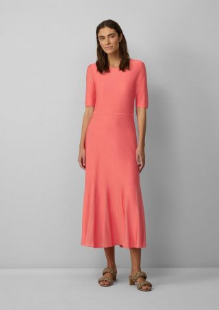 s.Oliver Ausgestelltes Feinstrick-Kleid mit Strickmuster - korallrot