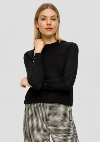 s.Oliver Feinstrickpullover mit Zierknöpfen - schwarz