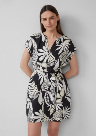 s.Oliver Kurzes Kleid aus Viskosemix im Relaxed Fit - schwarz