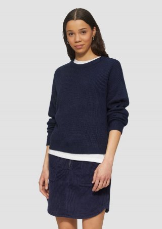 s.Oliver Verkürzter Pullover mit Raglanärmeln - tiefblau