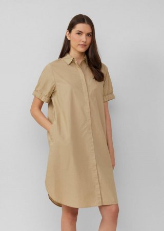 s.Oliver Kleid aus Popeline mit Eingrifftaschen im Relaxed Fit - hellbraun