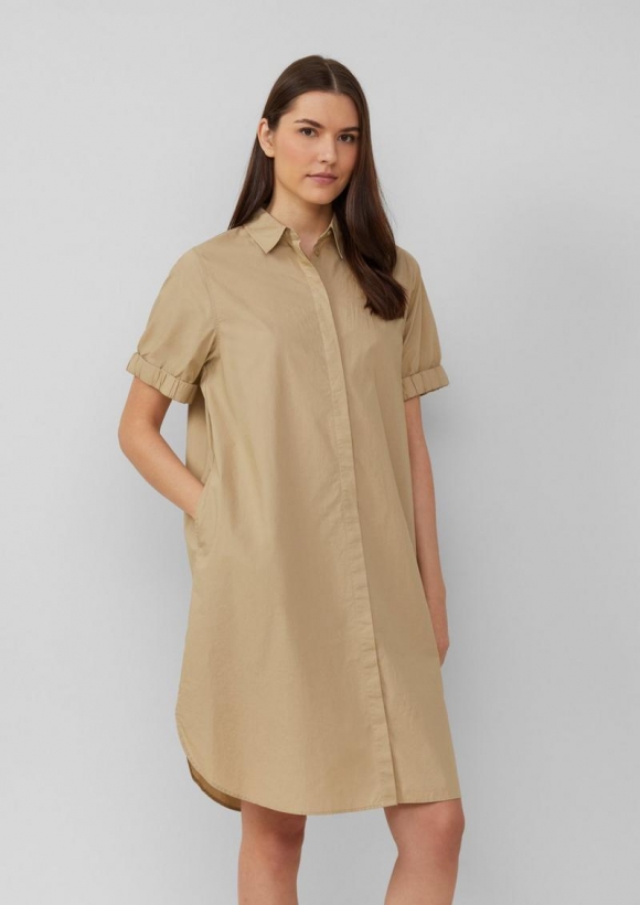 s.Oliver Kleid aus Popeline mit Eingrifftaschen im Relaxed Fit - hellbraun