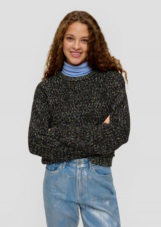 s.Oliver Mehrfarbiger Strickpullover mit Glitzergarn - schwarz
