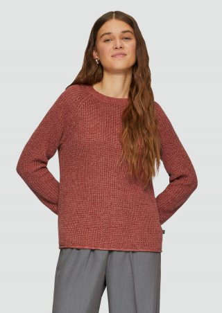 s.Oliver Melierter Strickpullover mit Raglanärmeln - rubinrot