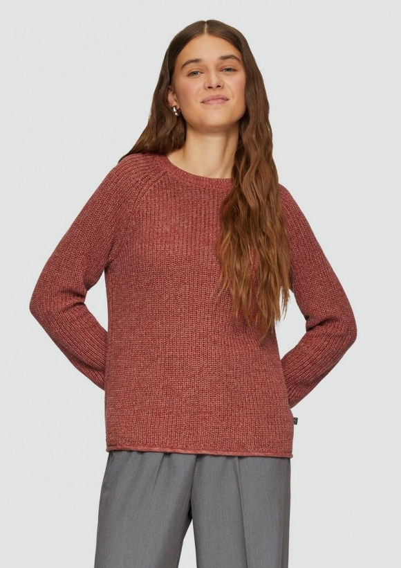 s.Oliver Melierter Strickpullover mit Raglanärmeln - rubinrot