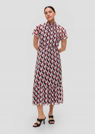 s.Oliver Maxikleid mit All-over-Print - schwarz