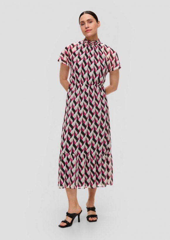 s.Oliver Maxikleid mit All-over-Print - schwarz