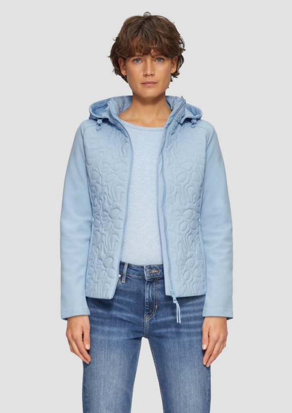 s.Oliver Materialmix-Jacke mit Steppmuster im Slim Fit - hellblau