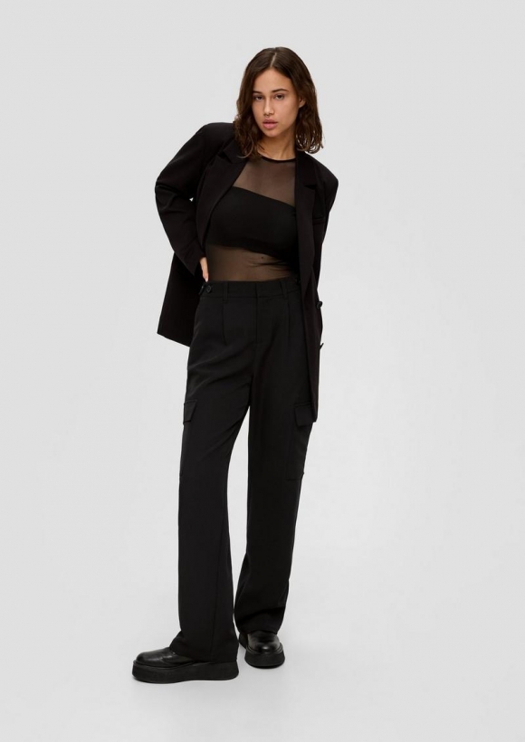 s.Oliver Regular: Cargopants mit Straight Leg - schwarz