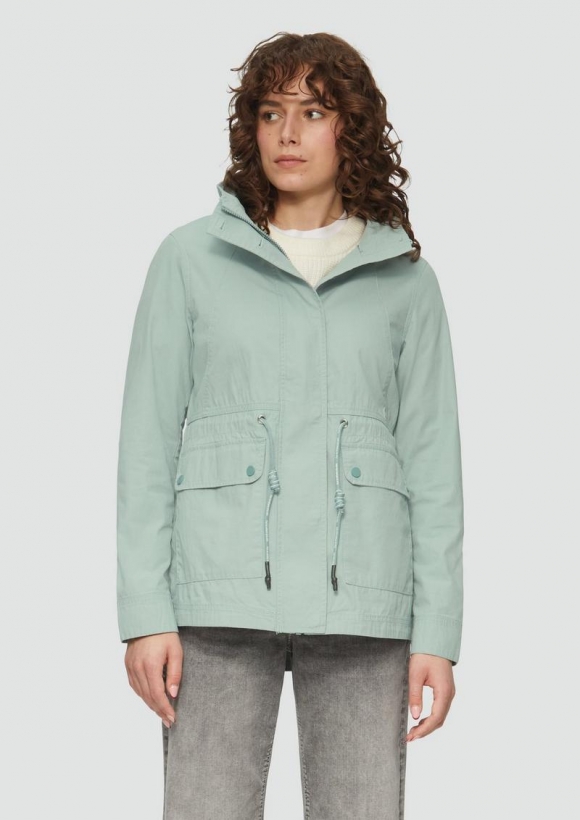 s.Oliver Baumwolljacke mit Tunnelzug in der Taille - salbeigrün