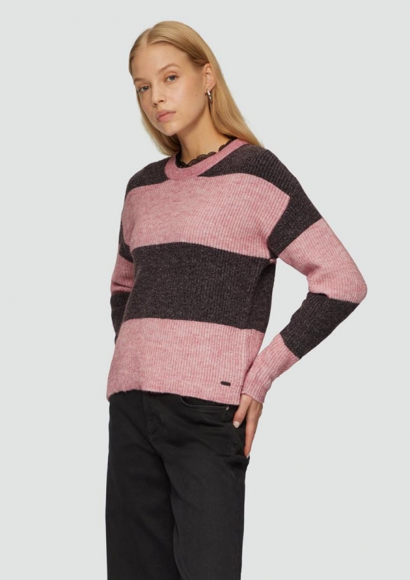 s.Oliver Melierter Strickpullover mit überschnittenen Ärmeln - lila