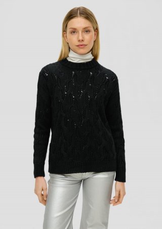 s.Oliver Strickpullover aus Viskosemix - schwarz