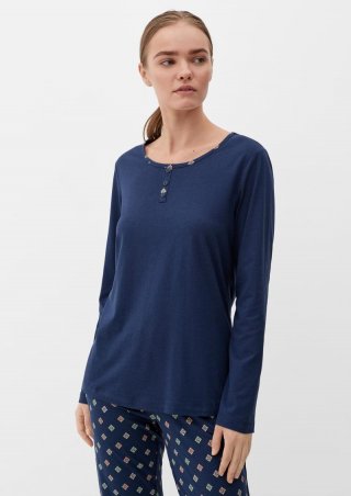 s.Oliver Langes Pyjama-Shirt - tiefblau