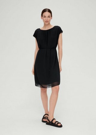 s.Oliver Chiffonkleid mit Raffung - schwarz