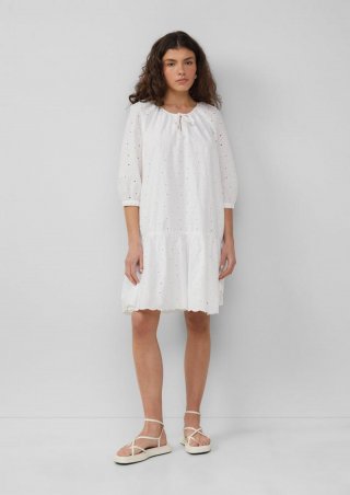 s.Oliver Leichtes Kleid mit Lochstickerei - weiß