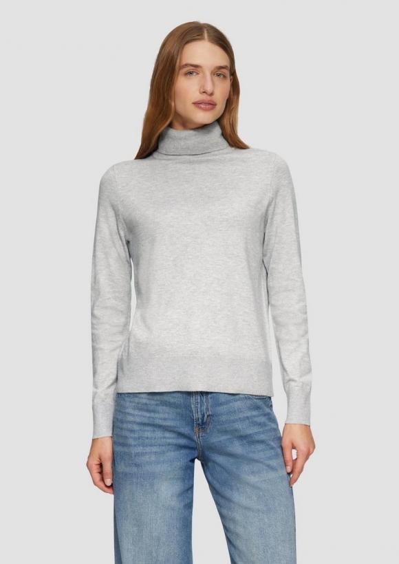 s.Oliver Feinstrickpullover mit Rollkragen - grau meliert