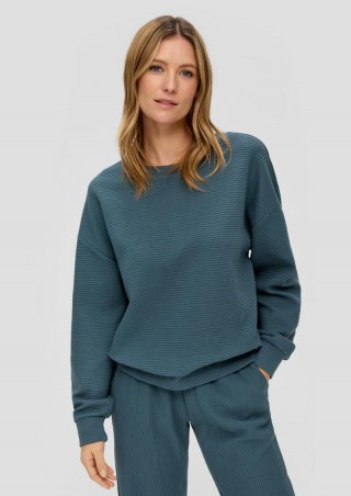 s.Oliver Sweatshirt in Ripp-Optik - petrol