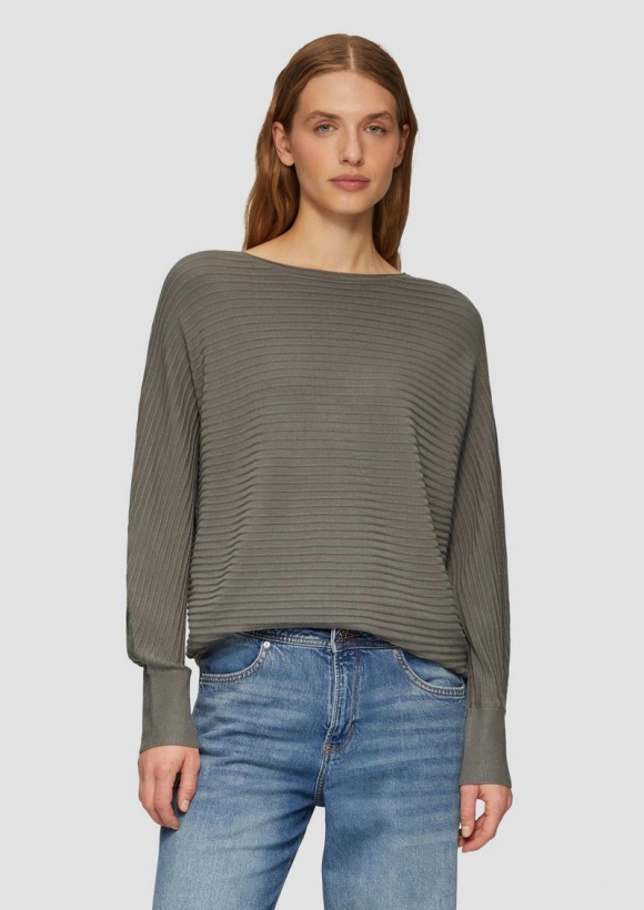 s.Oliver Weicher Strickpullover aus Viskosemix mit Fledermausärmeln - karamell