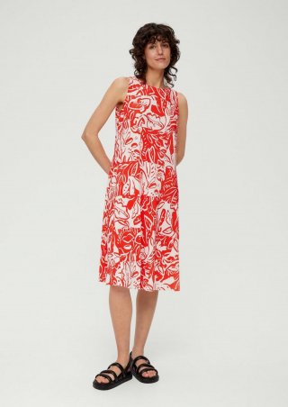 s.Oliver Kleid mit Plisseefalten - hellorange