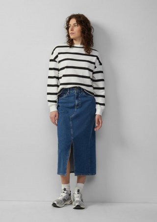 s.Oliver Wadenlanger Denimrock mit Schlitz - blau
