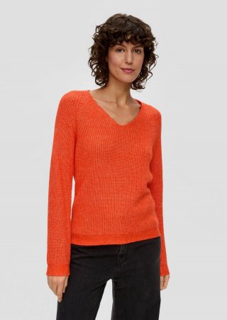 s.Oliver Strickpullover mit Rippstruktur - orange