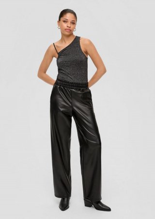 s.Oliver Straight-Leg-Hose aus Lederimitat - schwarz
