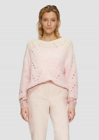 s.Oliver Alpakamix-Strickpullover mit Farbverlauf - perlmuttrosa